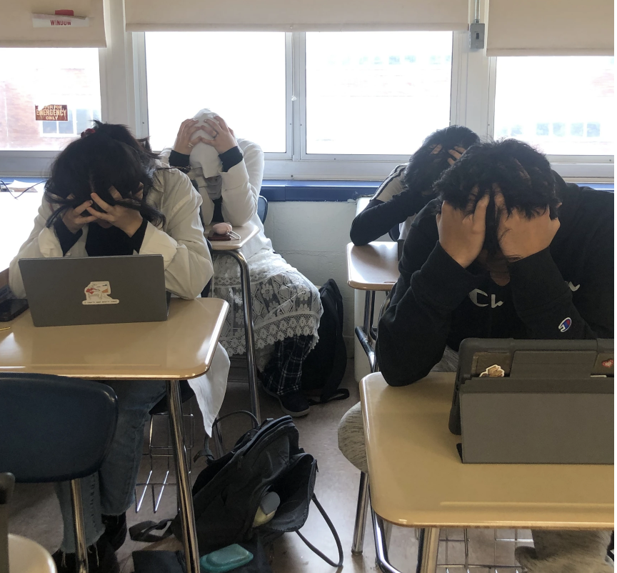 AP Research students reaching their inner zen. (Source by Caffeine-Powered AP Capstone Student)